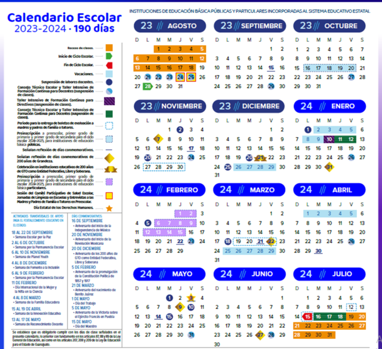 Este Es El Calendario Escolar 2023 2024 De Guanajuato El Buen Ciudadano